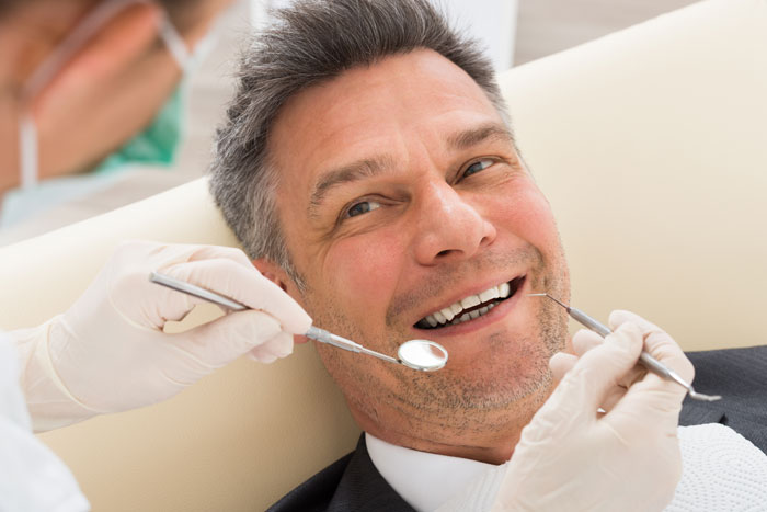 A man getting his dental test