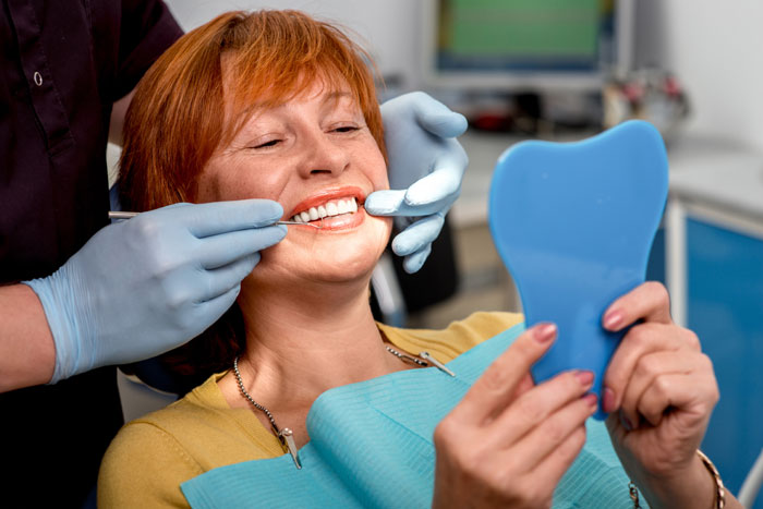 A women getting her dental test