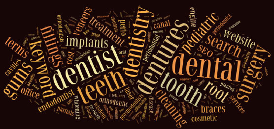 wordcloud of dental words