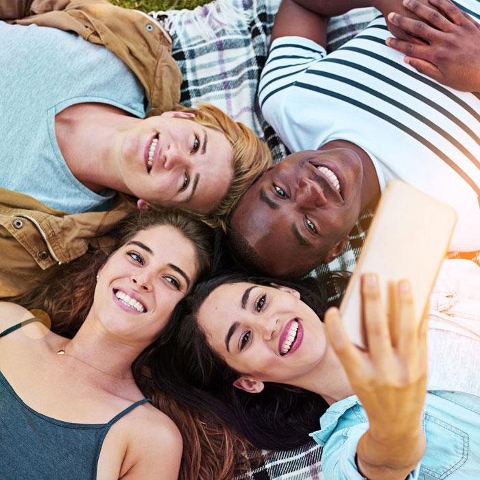 friends taking selfie