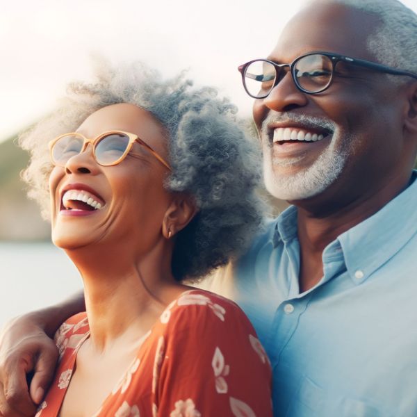 couple smiling with gorgeous smiles